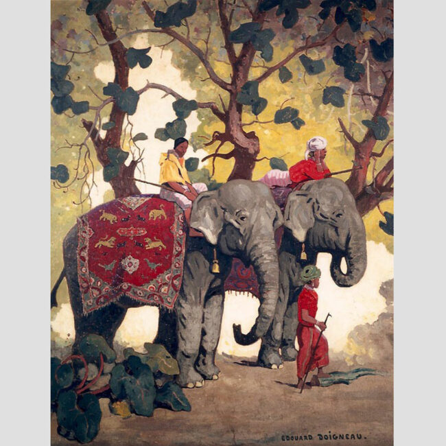 Sculpture en laiton Vintage trois éléphants, fabriqué en Inde - France